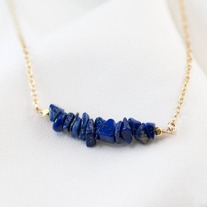 Natural Raw Lapis Lazuli Bar Necklace, September Birthstone Necklace, Rough Stone Necklace, Gemstone Bar Necklace, Layering Necklace, NK-RB