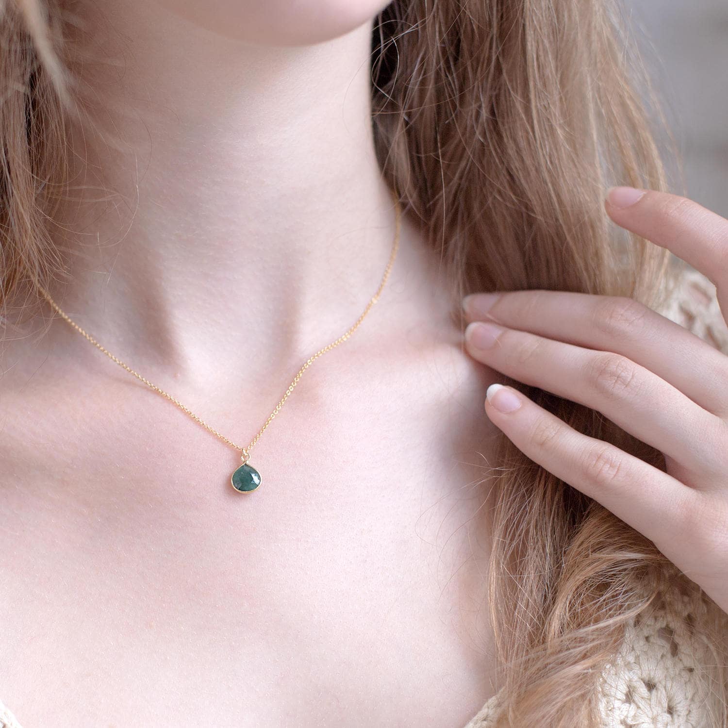 Tiny Gemstone Pendant Necklace, Simple Birthstone Necklace, Bridesmaid Jewelry, Gift for Her, Minimalist Necklace, Delicate Stone, NK-BZ