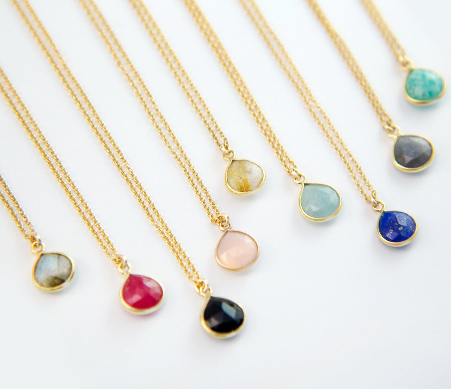 Tiny Gemstone Pendant Necklace, Simple Birthstone Necklace, Bridesmaid Jewelry, Gift for Her, Minimalist Necklace, Delicate Stone, NK-BZ
