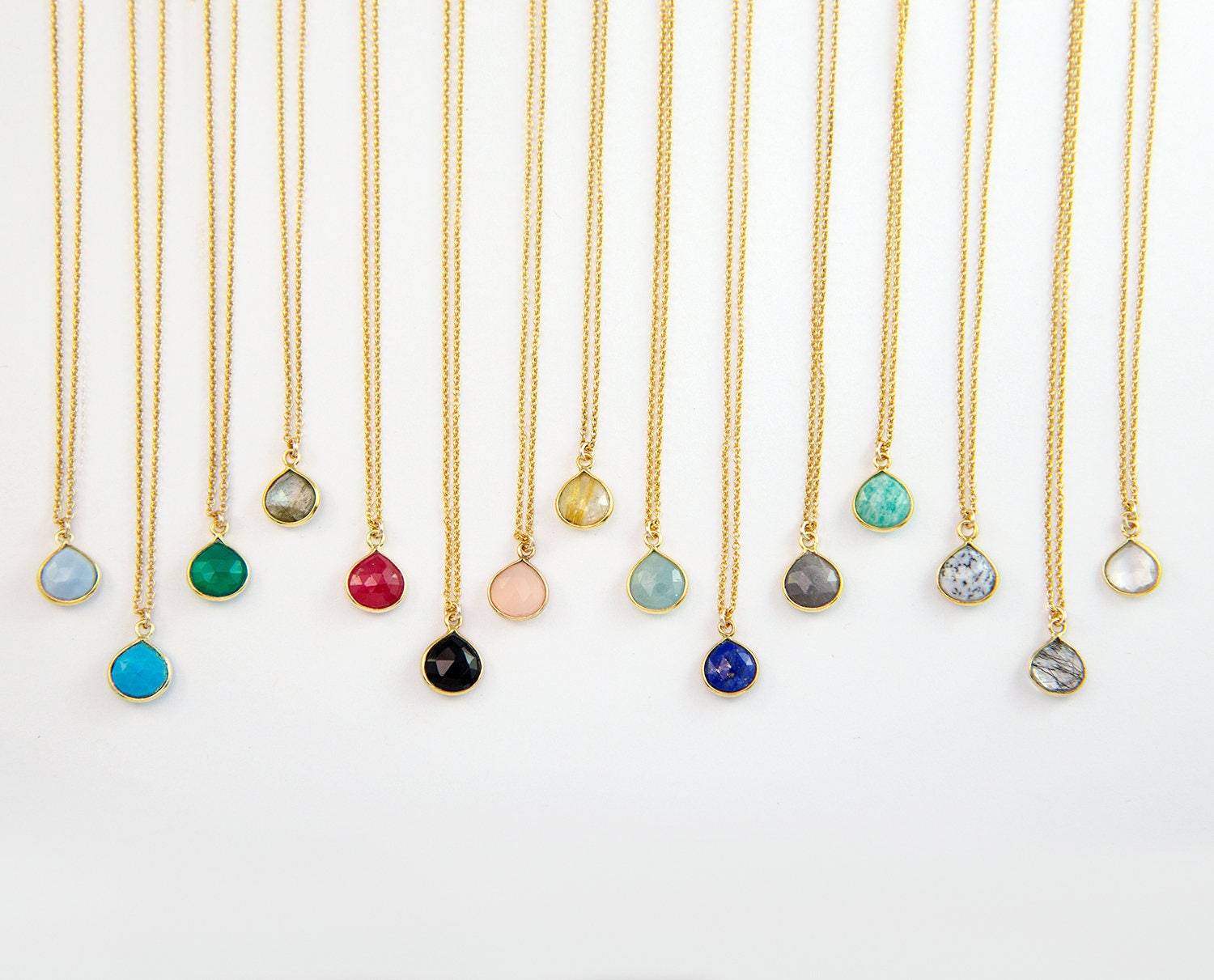 Tiny Gemstone Pendant Necklace, Simple Birthstone Necklace, Bridesmaid Jewelry, Gift for Her, Minimalist Necklace, Delicate Stone, NK-BZ