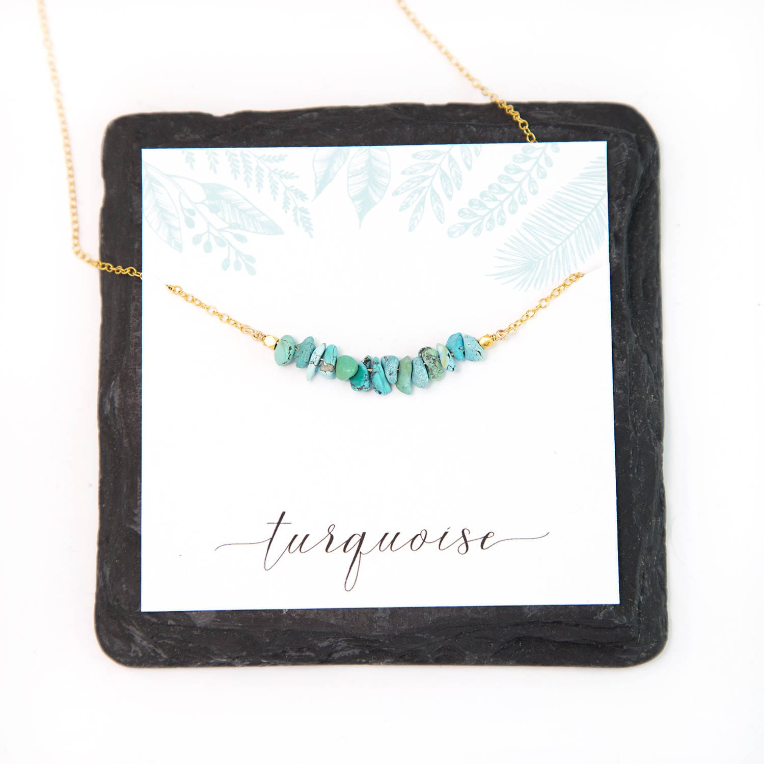 Natural Turquoise Bar Necklace, Raw Gemstone Choker Beaded, December Birthstone Christmas Gift, Dainty Layering Necklace, Turquoise Jewelry