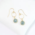 Natural Aquamarine Minimalist Earrings, Delicate Gemstone Circle Drop Earrings, Genuine Gemstones, Bridal Shower Gift, Tear Drop Earrings