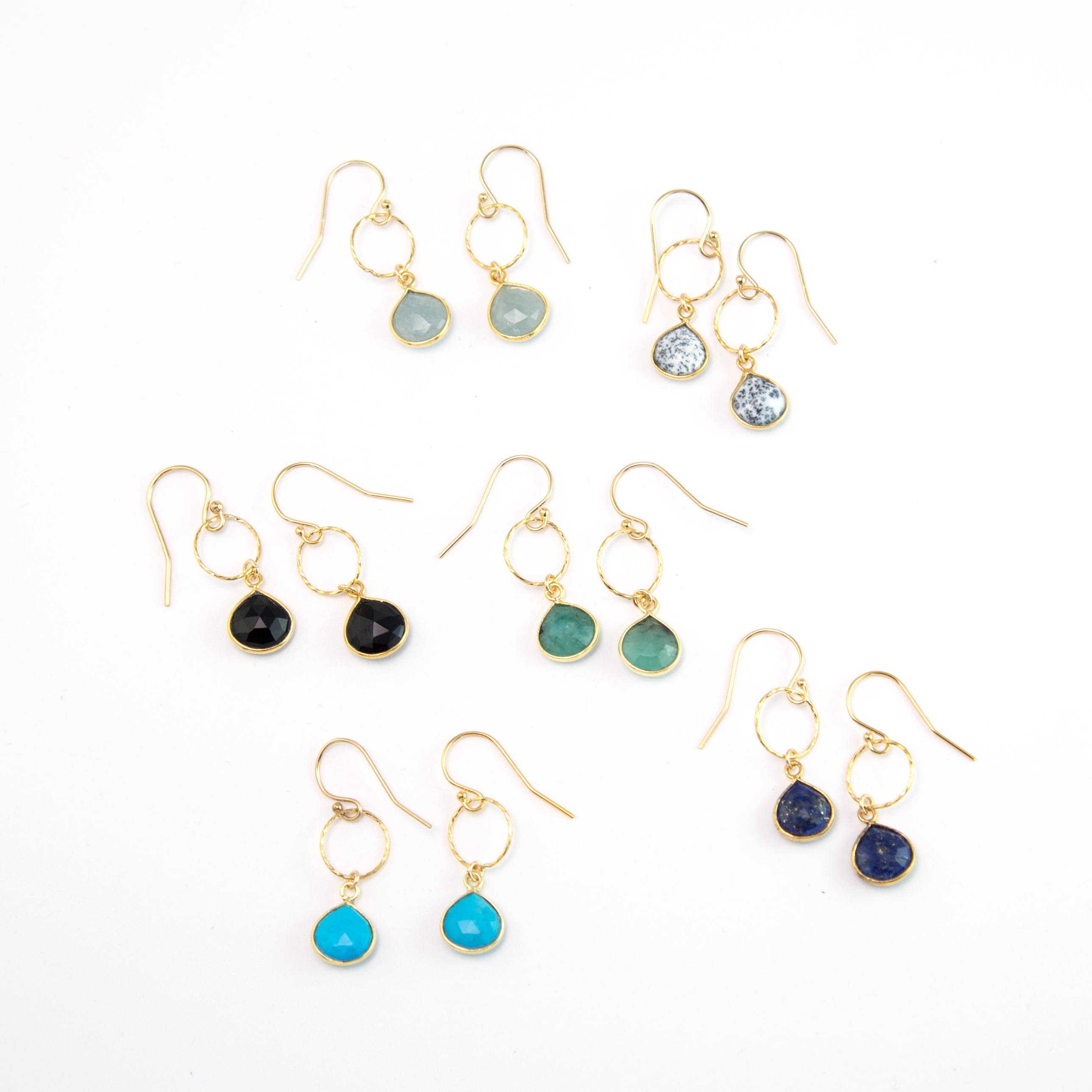 Natural Aquamarine Minimalist Earrings, Delicate Gemstone Circle Drop Earrings, Genuine Gemstones, Bridal Shower Gift, Tear Drop Earrings