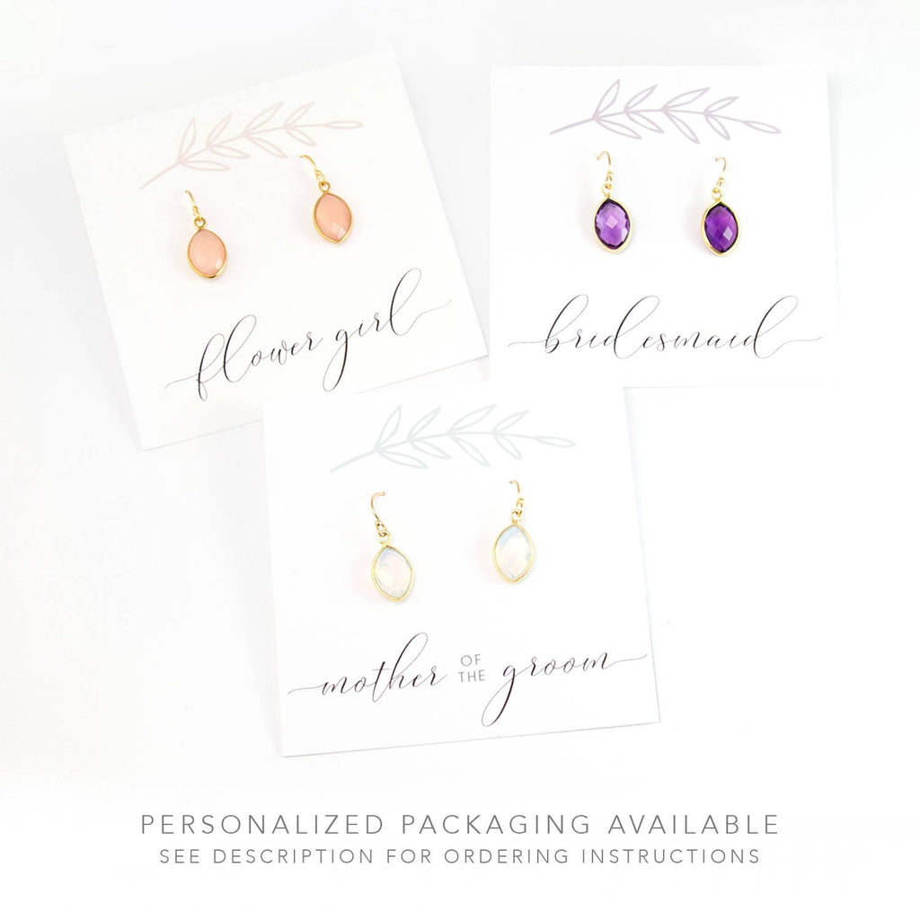 Aqua Blue Drop Earrings, Gold Framed Gemstone, March Birthday Gift, Minimalist Jewelry, Dainty Stone, Bridesmaids Jewelry, Aqua Blue