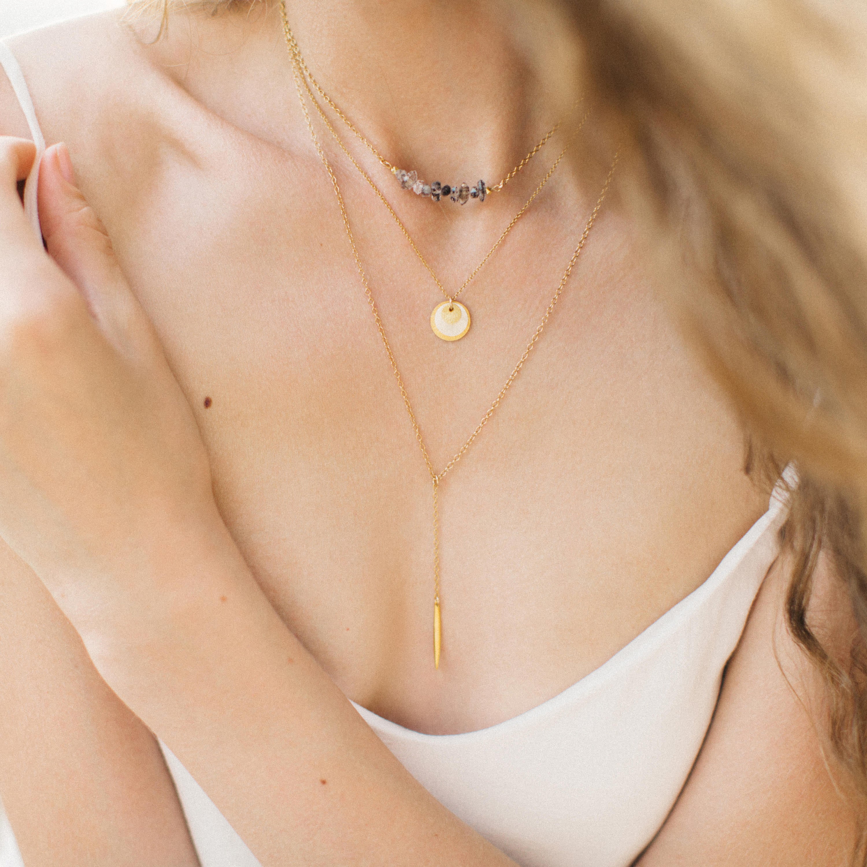 Herkimer Diamond Bar Necklace, Bridesmaid Gift, Raw Diamond Necklace, Natural Gemstone Necklace, Layering Necklace, Beaded Necklace, NK-RB