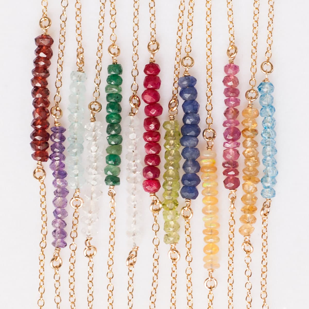 Layered Necklace Set of 3, Satellite Chain Choker, Dainty Genuine Gemstone Bar Necklace, Spike Bar Drop Necklace, Statement Jewelry Gifts
