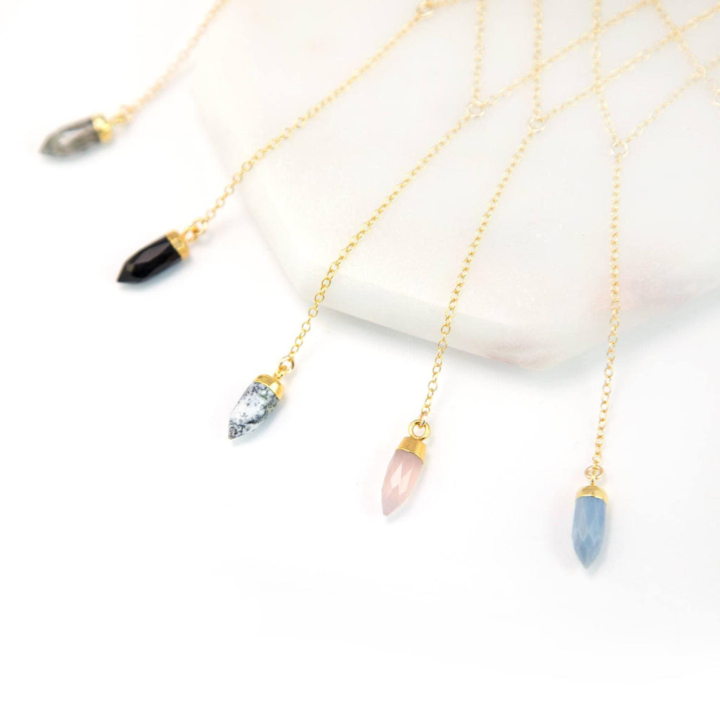 Blue Opal Lariat Necklace, Gemstone Drop Necklace, October Birthstone, 14k Gold Filled Y Necklace, Simple Layering Blue Jewelry Gift, LN-B