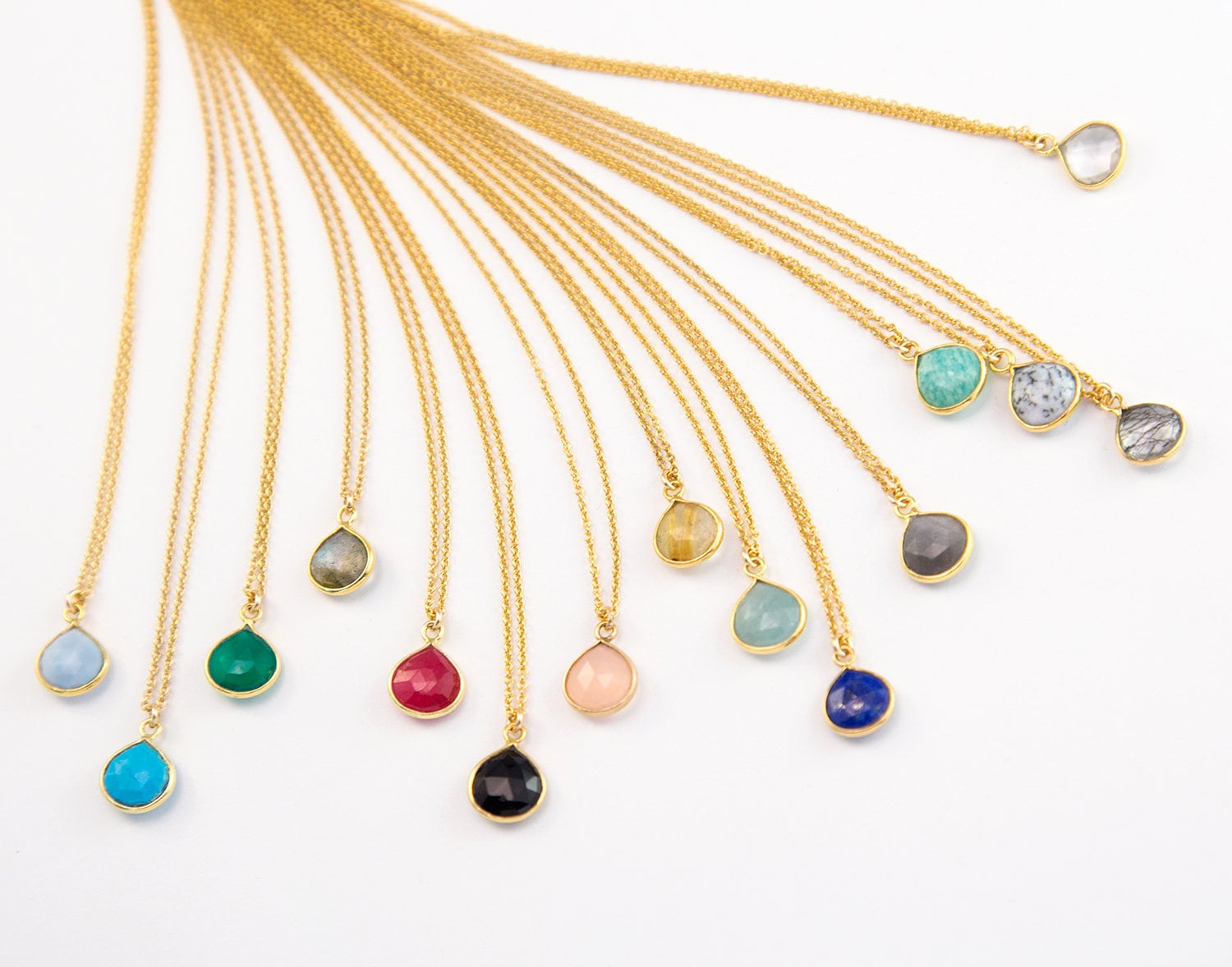 Tiny Gemstone Pendant Necklace, Simple Birthstone Necklace, Bridesmaid Jewelry, Gift for Her, Minimalist Necklace, Delicate Stone, NK-BZ