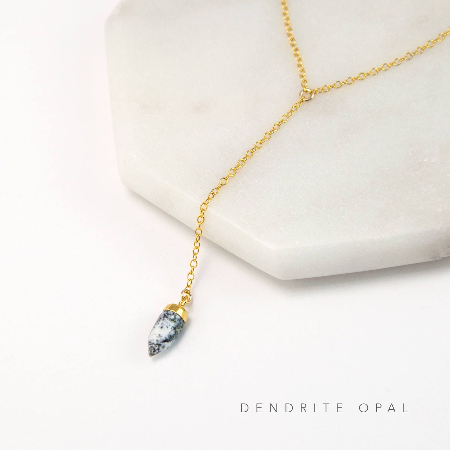 Crystal Point Necklace, Dainty Lariat Necklace Gold, Stone Drop Necklace, Minimalist Necklace, Layered Necklace, Gift for Best Friend