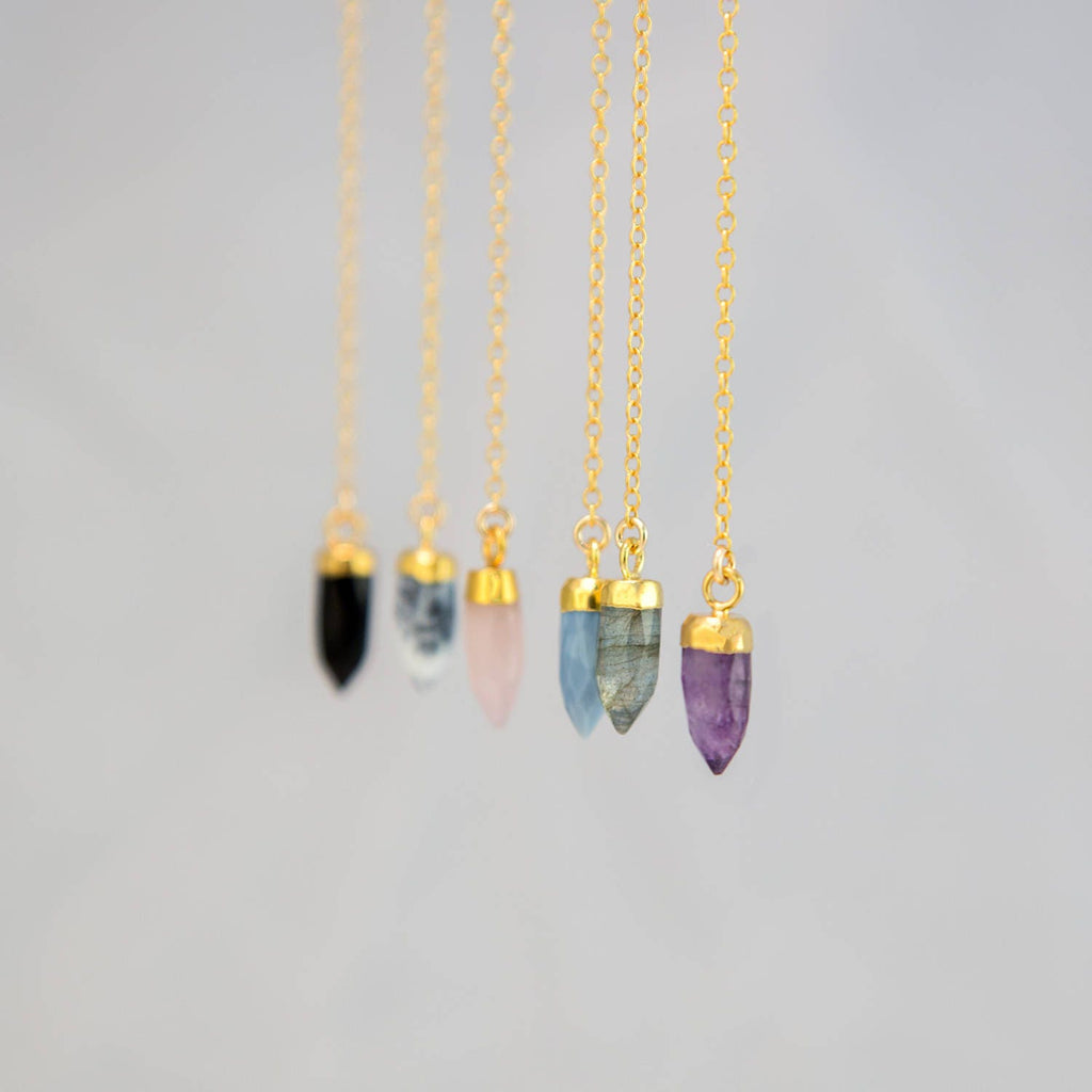 Crystal Point Necklace, Dainty Lariat Necklace Gold, Stone Drop Necklace, Minimalist Necklace, Layered Necklace, Gift for Best Friend