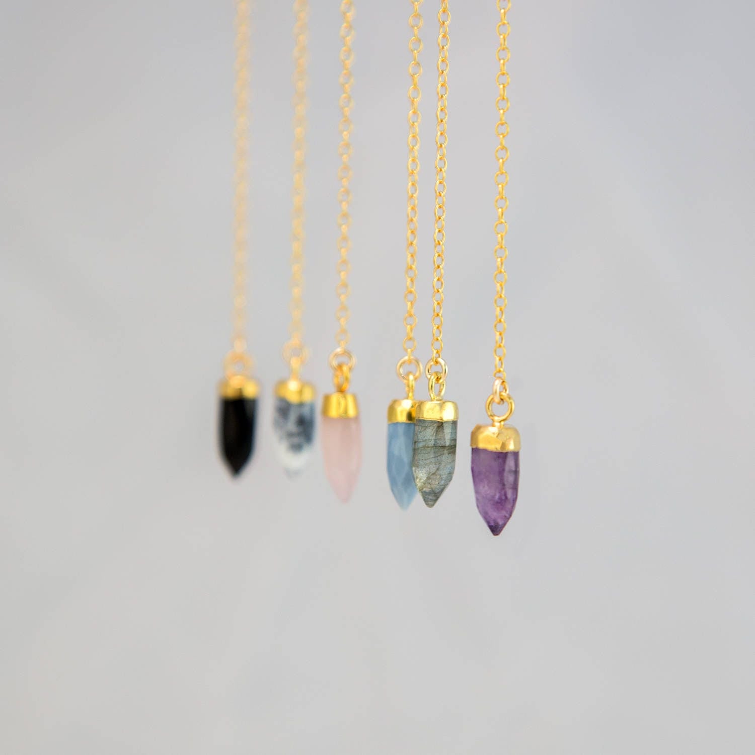 Crystal Point Necklace, Dainty Lariat Necklace Gold, Stone Drop Necklace, Minimalist Necklace, Layered Necklace, Gift for Best Friend