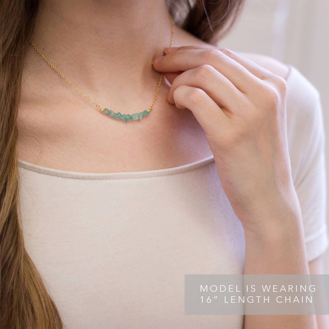 Natural Turquoise Bar Necklace, Raw Gemstone Choker Beaded, December Birthstone Christmas Gift, Dainty Layering Necklace, Turquoise Jewelry