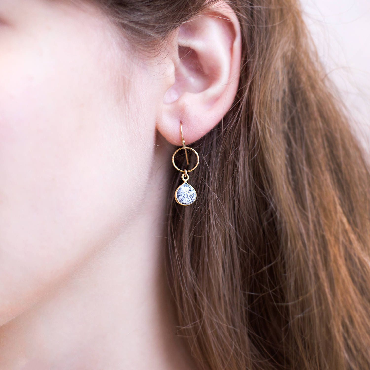 Natural Aquamarine Minimalist Earrings, Delicate Gemstone Circle Drop Earrings, Genuine Gemstones, Bridal Shower Gift, Tear Drop Earrings