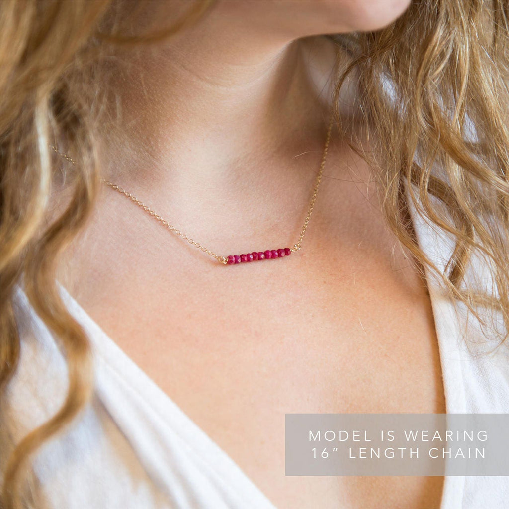 July Birthstone Necklace, Gold Ruby Necklace, Personalized Birthstone Jewelry, Gift, Inspirational Gift, Holiday Gift