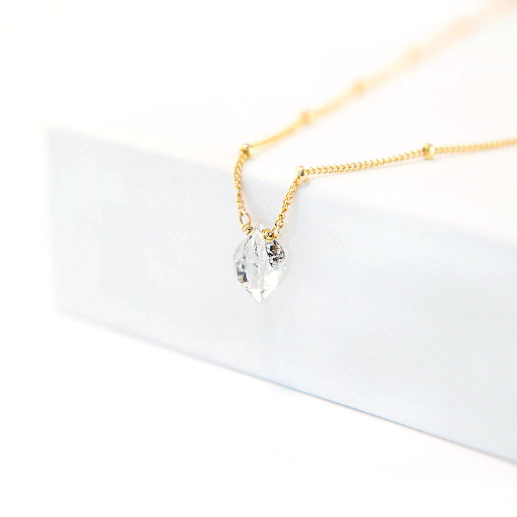 Dainty Raw Diamond Necklace, Satellite Chain Necklace, Gold Filled, Sterling Silver, Simple Choker, Minimal Necklace, Gift for Her