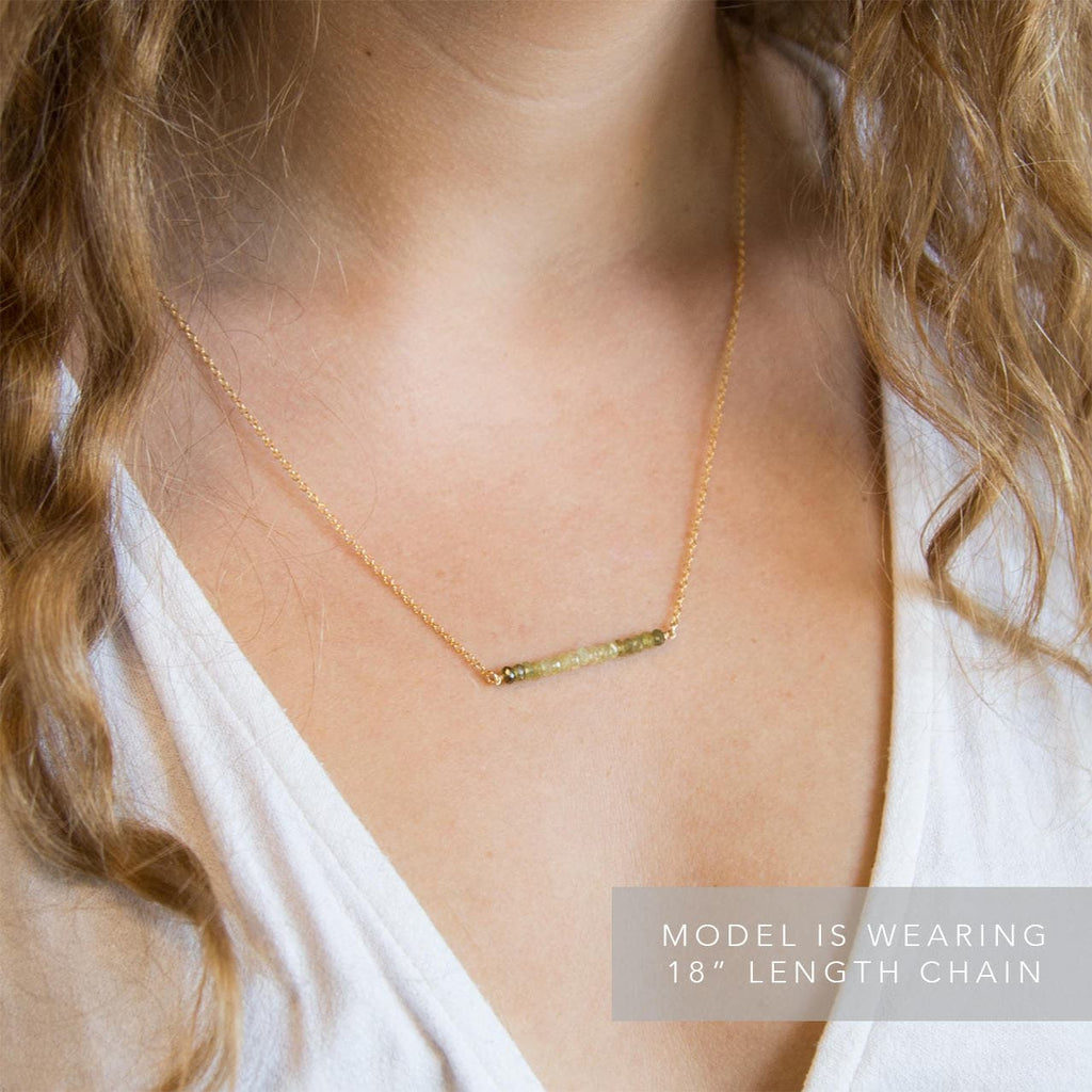 November Birthstone Necklace, Citrine Bar Necklace, Raw Crystal Necklace, Tiny Citrine Stones, Gift, Inspirational Jewelry, NK-DB
