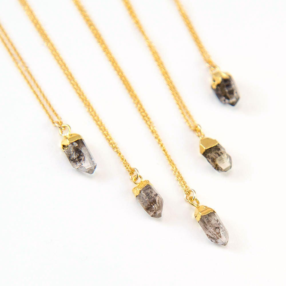 Raw Diamond Necklace, Herkimer Diamond Necklace, April Birthstone, Raw Crystal Necklace, Bridesmaid Necklace, Gift for Girlfriend, NK-N