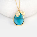 London Blue Topaz Necklace, December Birthstone Necklace, Keepsake Gift for Sister, Minimalist Tear Drop Stone, Handmade Something Blue Gift