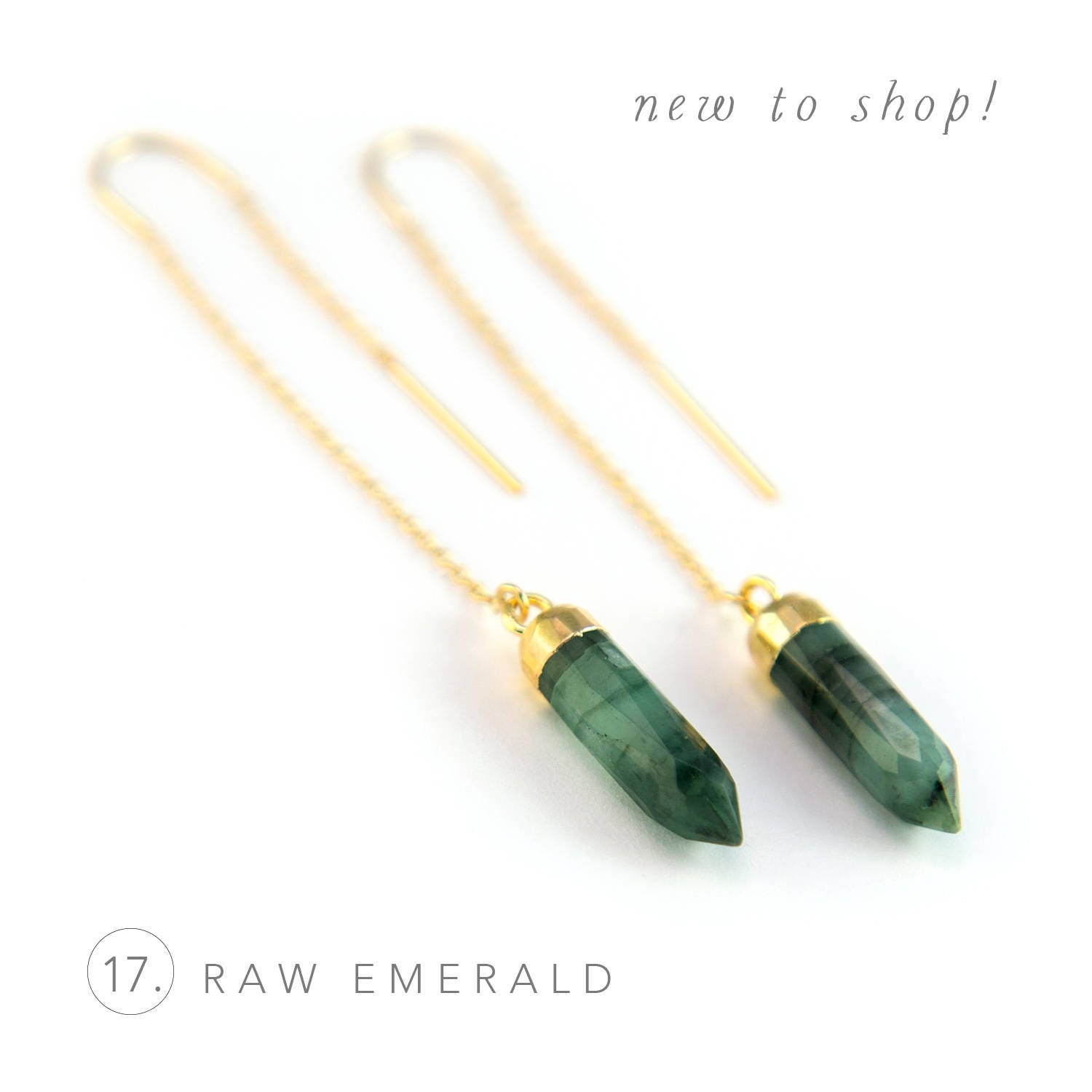 Mint Green Ear Threaders, Statement Earrings Gold, Green Chrysoprase Dangle, Best Friend Gift, Gift for Girlfriend, Gemstone Point, TH-B