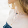 Dainty Gemstone Slice Necklace, 14k Gold Filled Layering Necklace, Lapis Lazuli Gemstone Choker, Bridesmaid Gift, Gift for Her, NK-GS