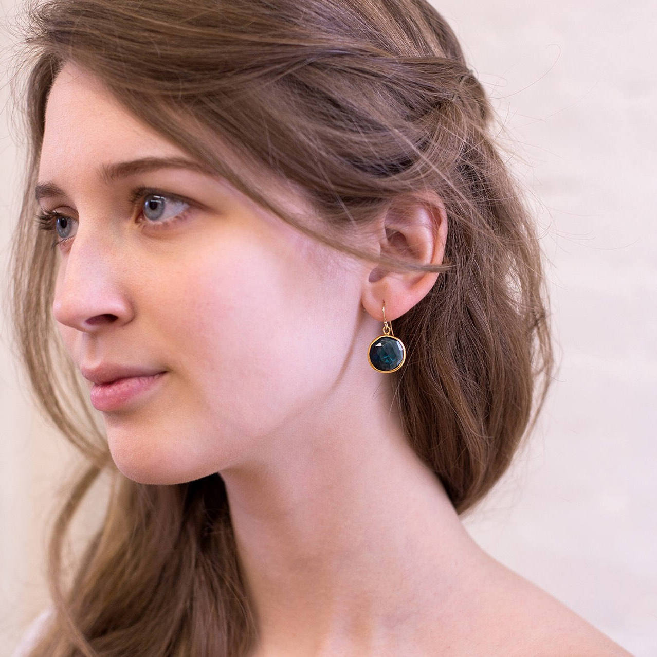 Blue Lapis Lazuli Crystal Earrings, September Birthstone Earrings, Round Gemstone Earrings, Gold Dangle Drop Sapphire Genuine Gemstone Gift