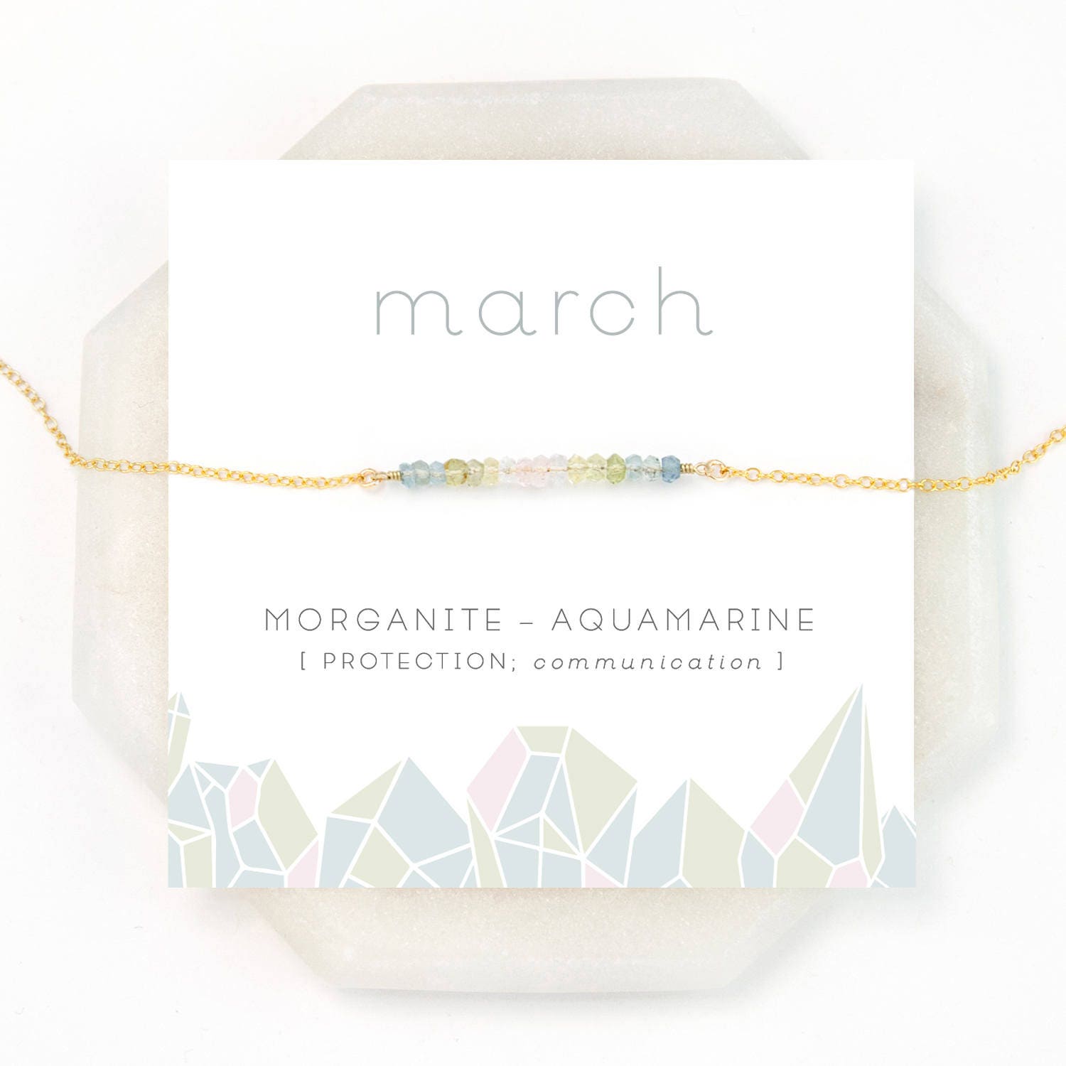 Natural Aquamarine Ombre Necklace, Morganite Necklace, March Birthstone Gift, Multi Aquamarine Gemstone Bar, Multicolor Necklace, NK-DB