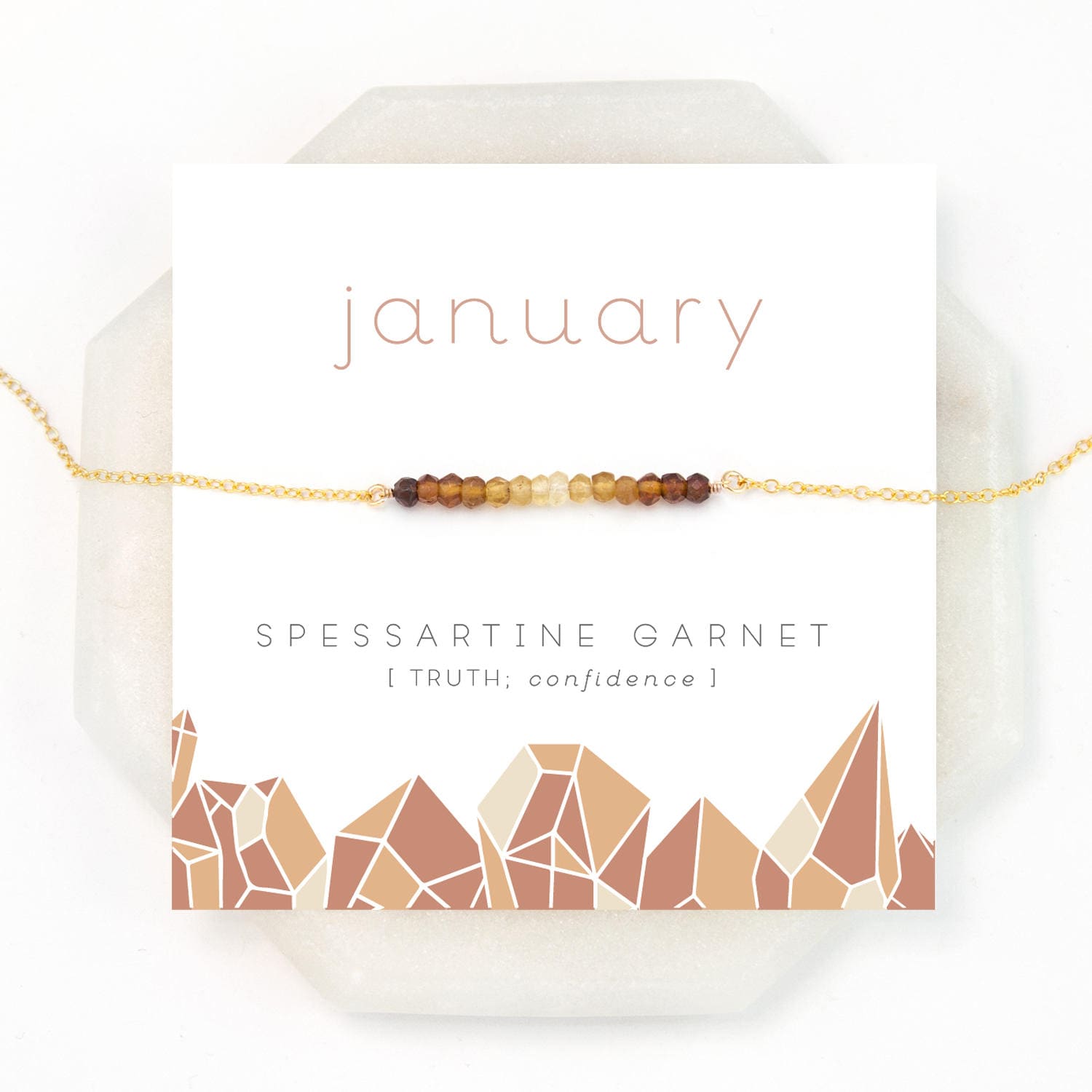 January Birthstone Necklace, Spessartine Garnet Ombre Necklace, Orange Garnet Bar Necklace, Crystals, Layering Necklace, NK-DB