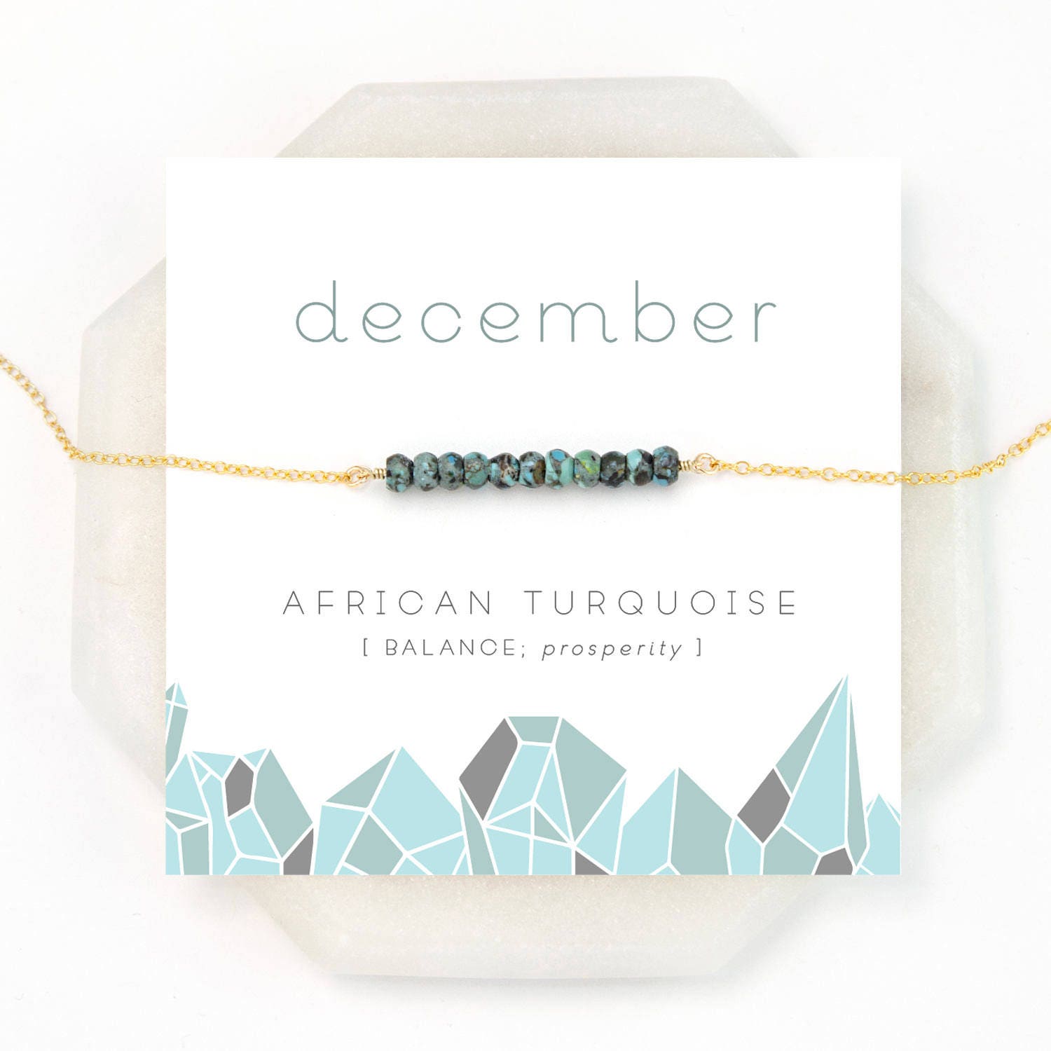 December Birthstone Necklace, African Turquoise Bar Necklace, Gemstone Gift, Dainty Gold Necklace, Silver Blue Jewelry, NK-DB