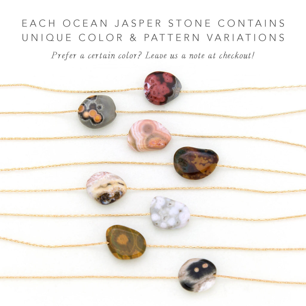 Natural Ocean Jasper Choker, Simple Stone Necklace, Gift for Her, Gemstone Pendant, Gold Filled, Gift Necklace, Dainty Choker