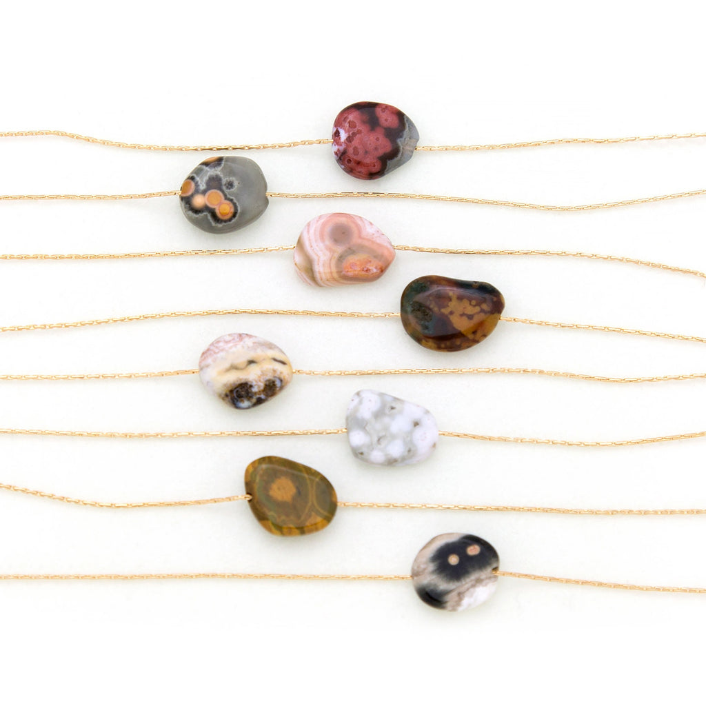 Natural Ocean Jasper Choker, Simple Stone Necklace, Gift for Her, Gemstone Pendant, Gold Filled, Gift Necklace, Dainty Choker