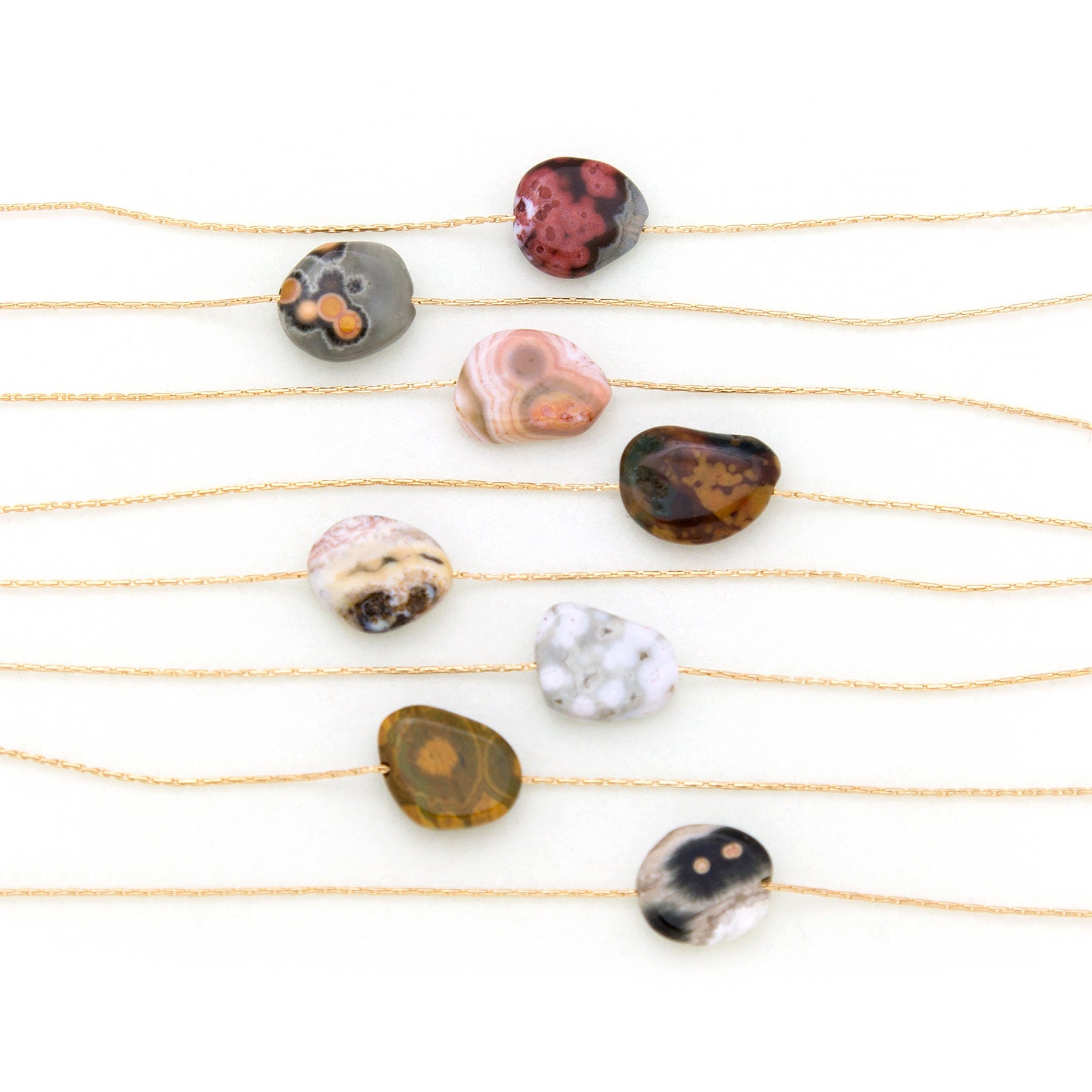 Natural Ocean Jasper Choker, Simple Stone Necklace, Gift for Her, Gemstone Pendant, Gold Filled, Gift Necklace, Dainty Choker