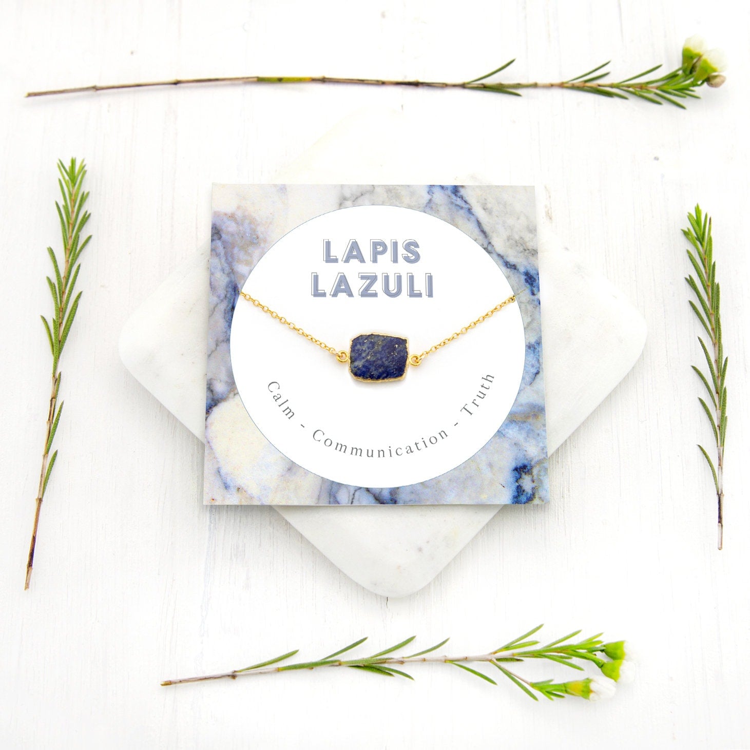 Lapis Lazuli Necklace, Simple Blue Lapis Pendant, September Birthstone Gift, Natural Gem Slice Connector Necklace, Birthday Gift, Boho