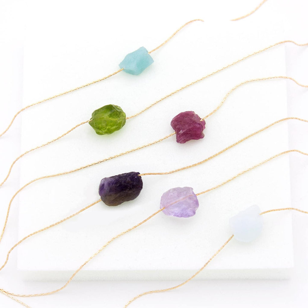 Natural Gemstone Necklace, Crystal Choker, Aquamarine Necklace, Simple Gift for Her, Bridesmaid Gift, Raw Crystal Necklace, Handmade Jewelry