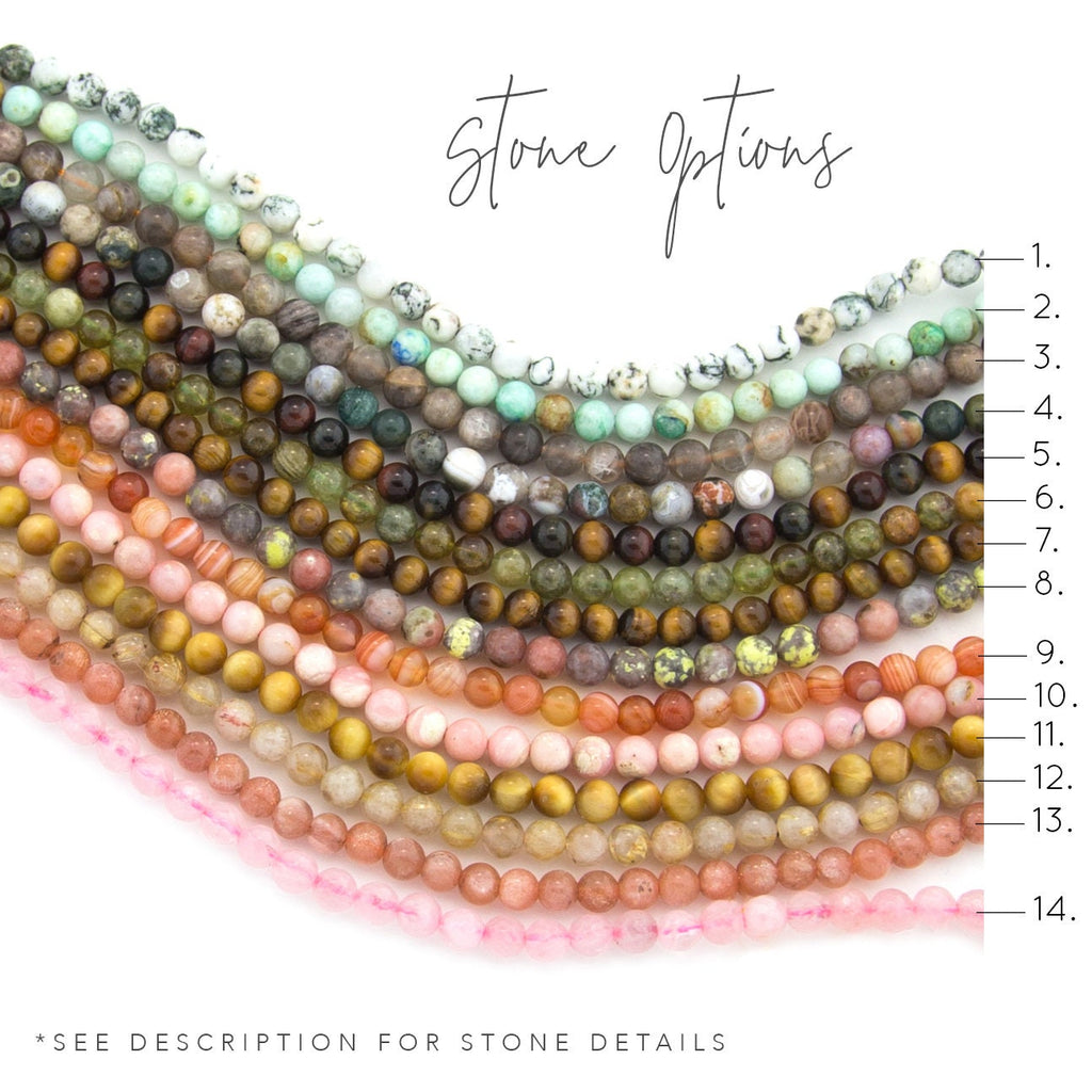 Simple Gemstone Necklace, Sterling Silver, Rose Gold, Gold Filled, Dainty Chain, Round Stone Bead Necklace, Gemstone Choker, NK-3B