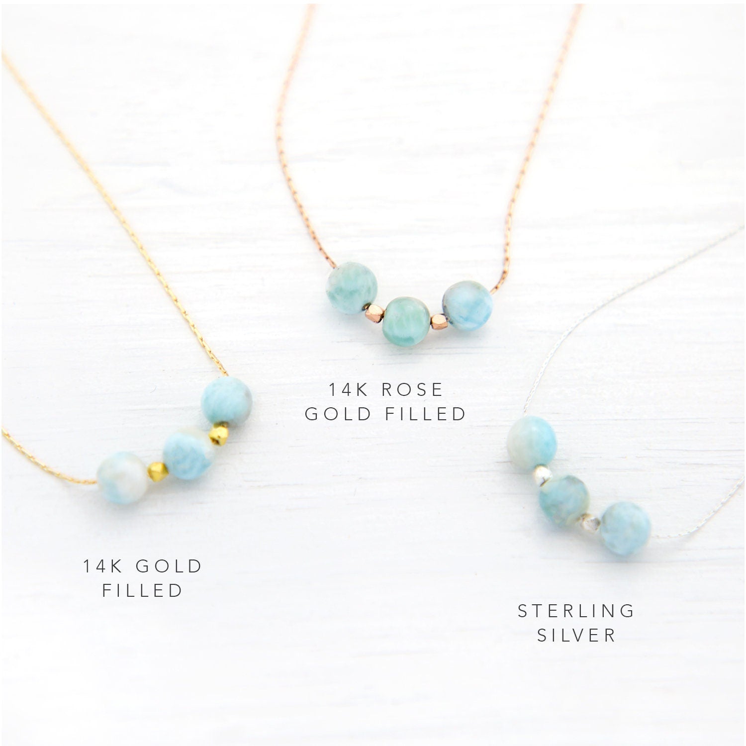 Simple Gemstone Necklace, Sterling Silver, Rose Gold, Gold Filled, Dainty Chain, Round Stone Bead Necklace, Gemstone Choker, NK-3B