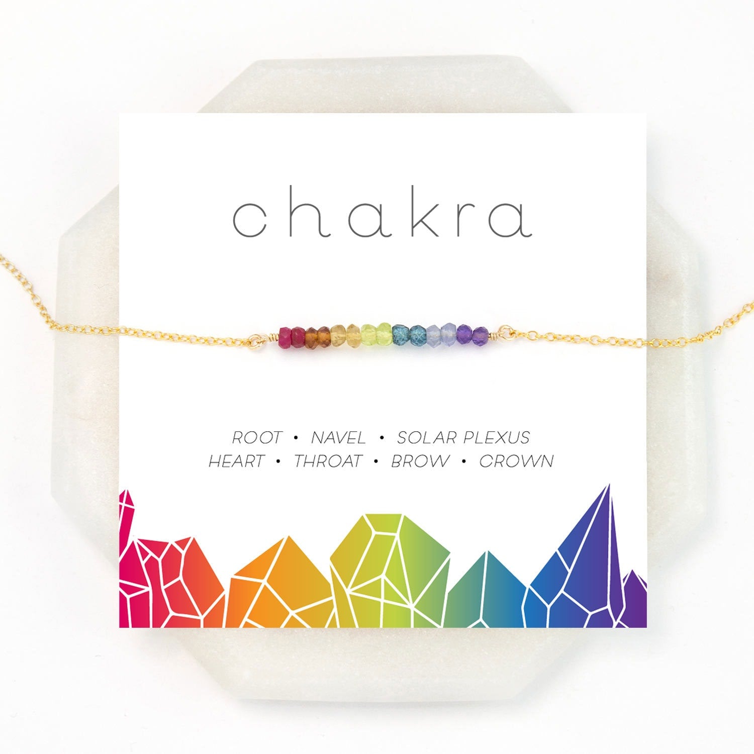 Chakra Gift Necklace, 7 Chakras Balancing Necklace, Crystal, Yoga Jewelry, Chakra Stones, Rainbow Necklace, Boho Necklace,