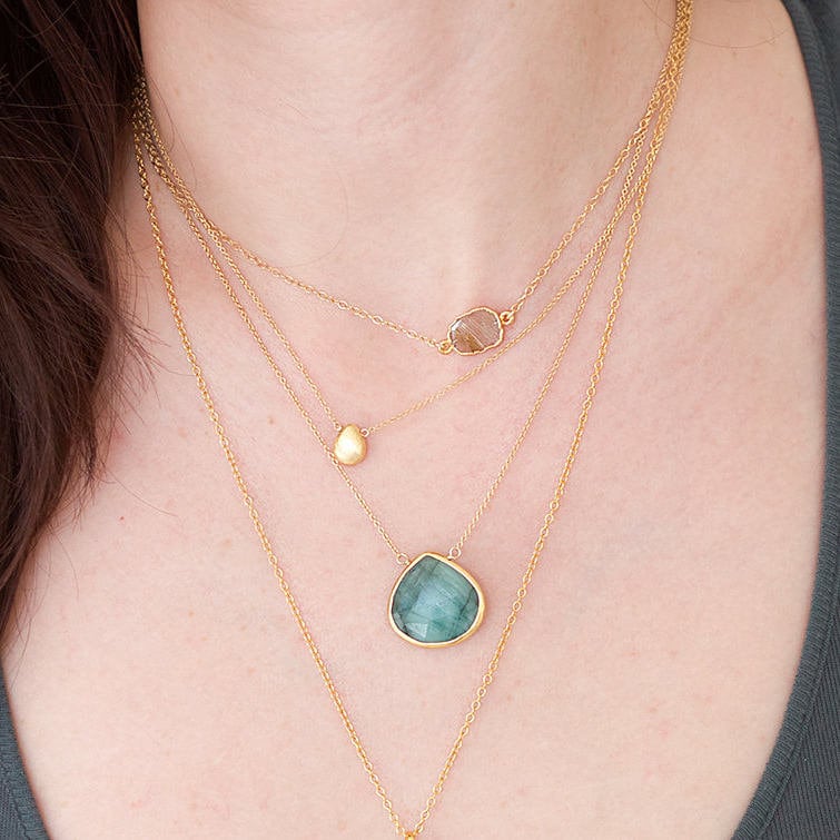 Faceted Gemstone Necklace, Bezel Set Stone, Natural Labradorite Necklace, Sterling Silver, Layering Jewelry, Celestial Gift for Her