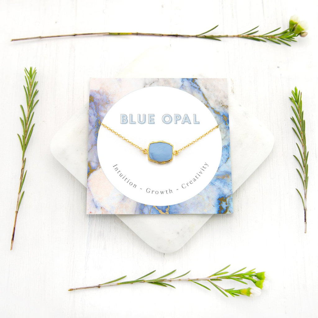 Simple Blue Opal Necklace, Something Blue Bridal Jewelry, Real Opal Pendant Gold, Gold Filled Choker, October Birthstone Best Friend Gift