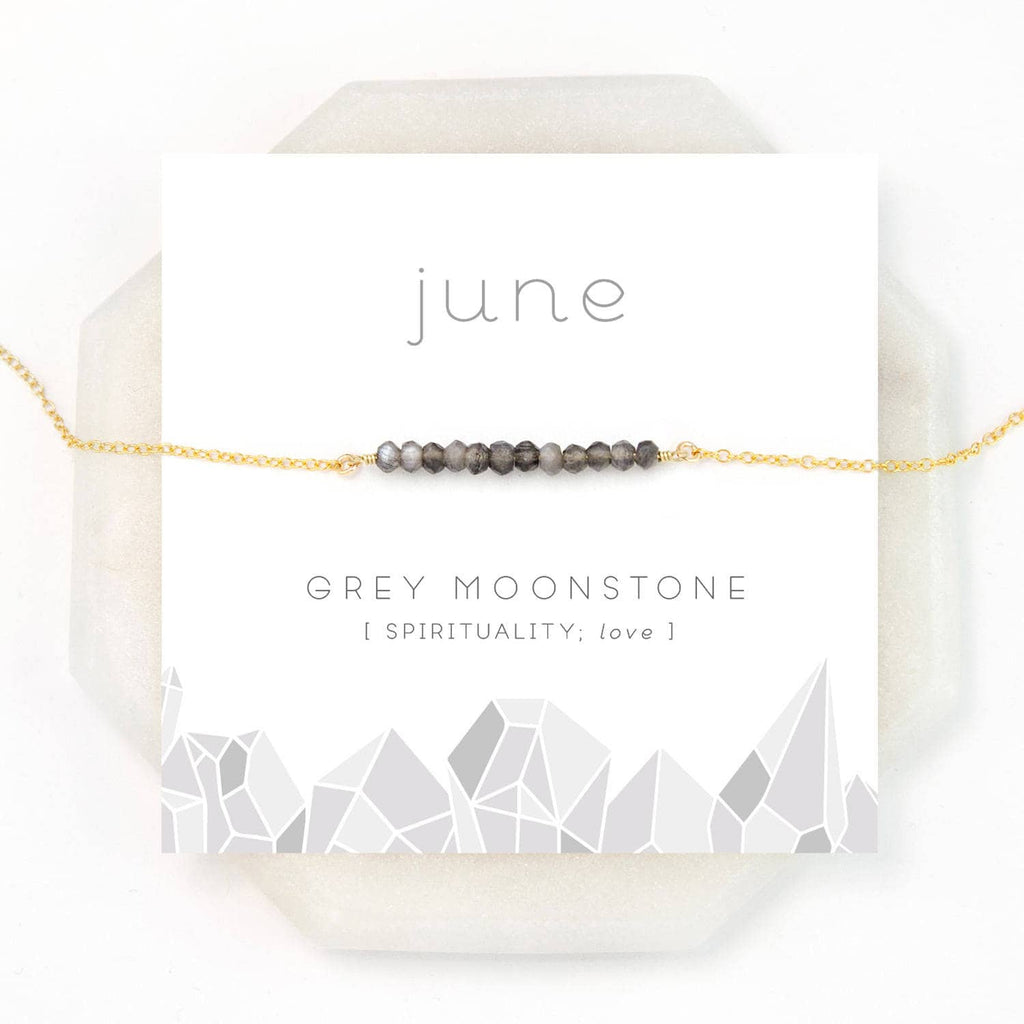 Natural Grey Moonstone Necklace, Celestial Jewelry, Spiritual Necklace, Beaded Moonstone, June Birthstone, Delicate Choker, NK-DB
