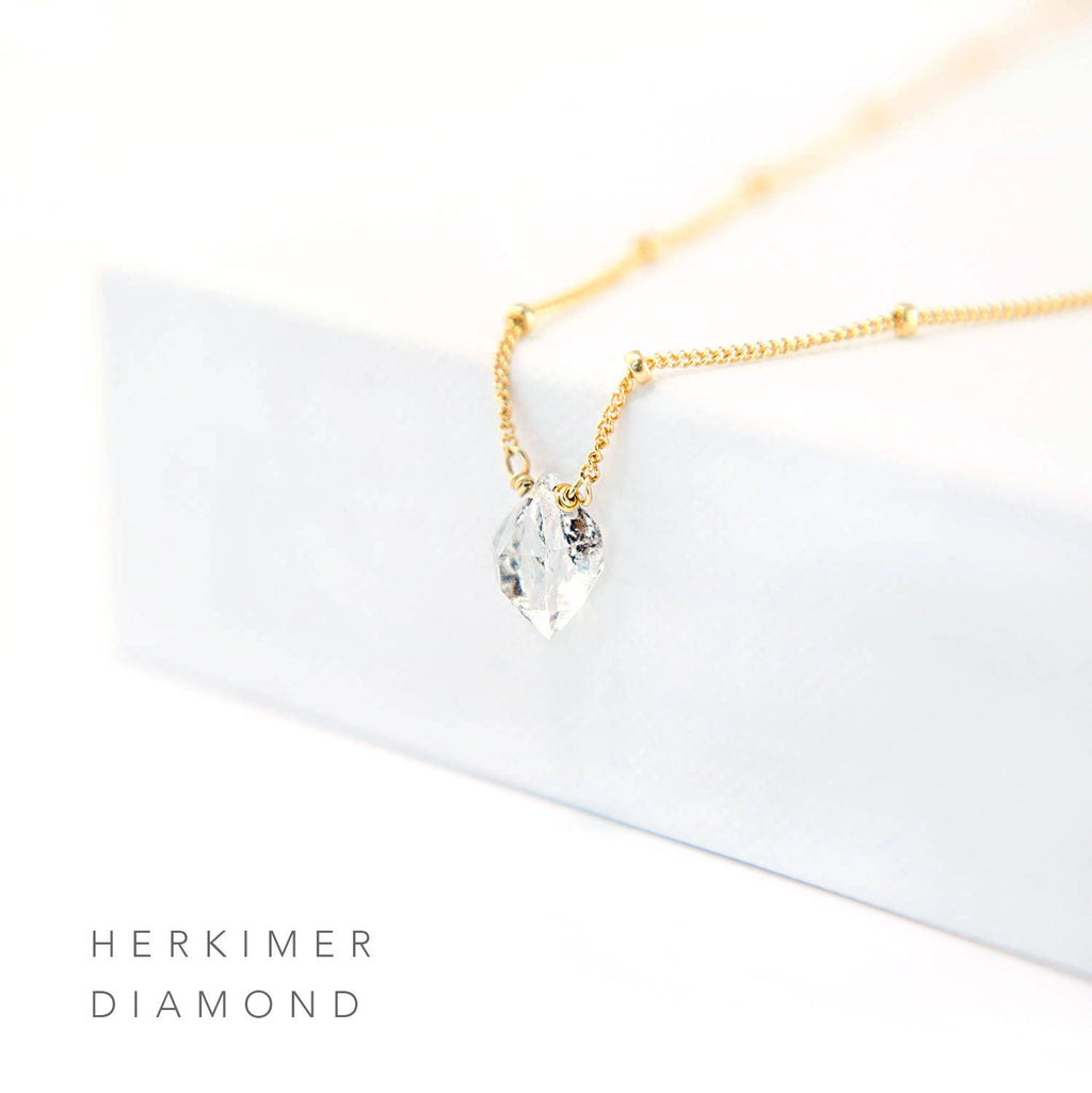 Dainty Raw Diamond Necklace, Satellite Chain Necklace, Gold Filled, Sterling Silver, Simple Choker, Minimal Necklace, Gift for Her