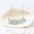 Raw Aquamarine Necklace, Rough Aquamarine Stone Bar Necklace, Raw Crystal Necklace, March Birthstone Layering Necklace, Beaded Bar Necklace