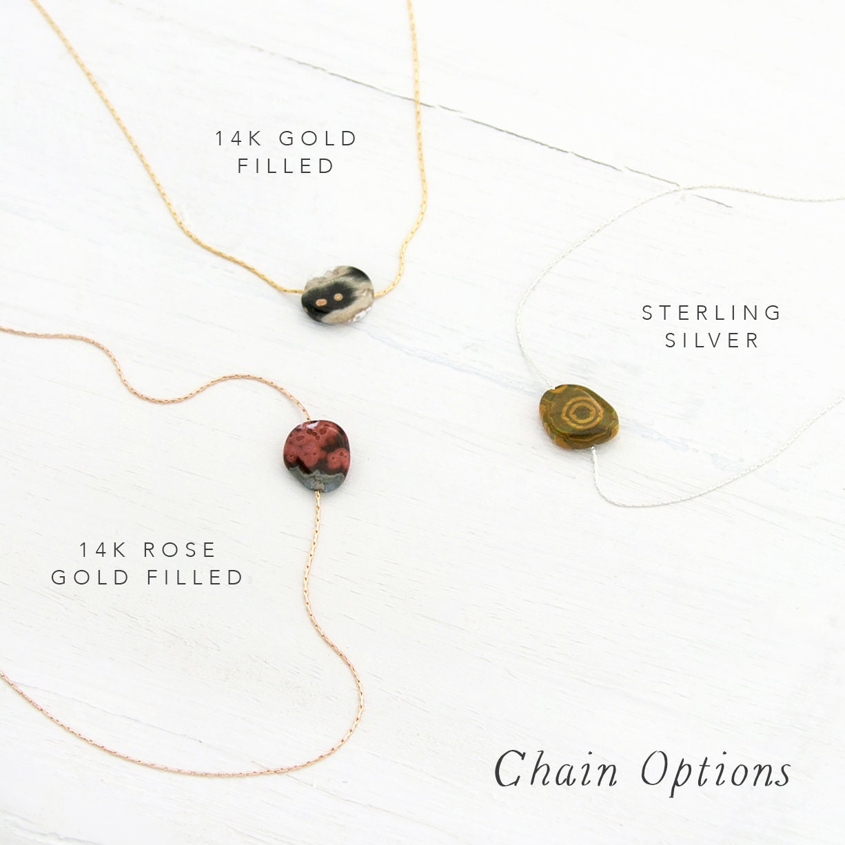 Natural Ocean Jasper Choker, Simple Stone Necklace, Gift for Her, Gemstone Pendant, Gold Filled, Gift Necklace, Dainty Choker