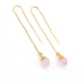 Rose Quartz Earrings, Raw Crystal Drop Earrings, Rose Quartz Stone, Gem Threader Earrings, Bridesmaid Gift Ideas, Raw Quartz, TH-N