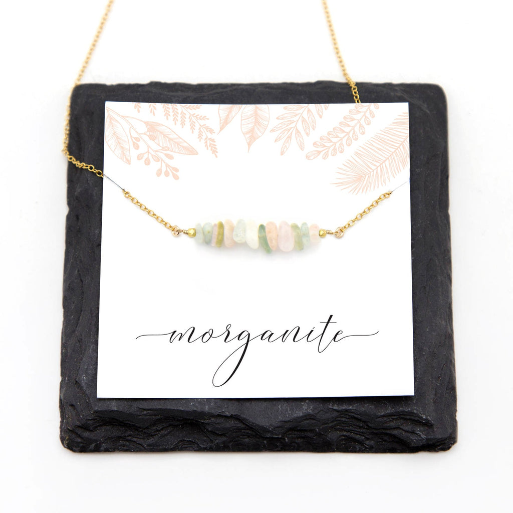 Simple Morganite Necklace, Rainbow Aquamarine, Unicorn Jewelry, Pastel Stones, Everyday Choker, Festival Jewelry, Summer Wedding, NK-RB