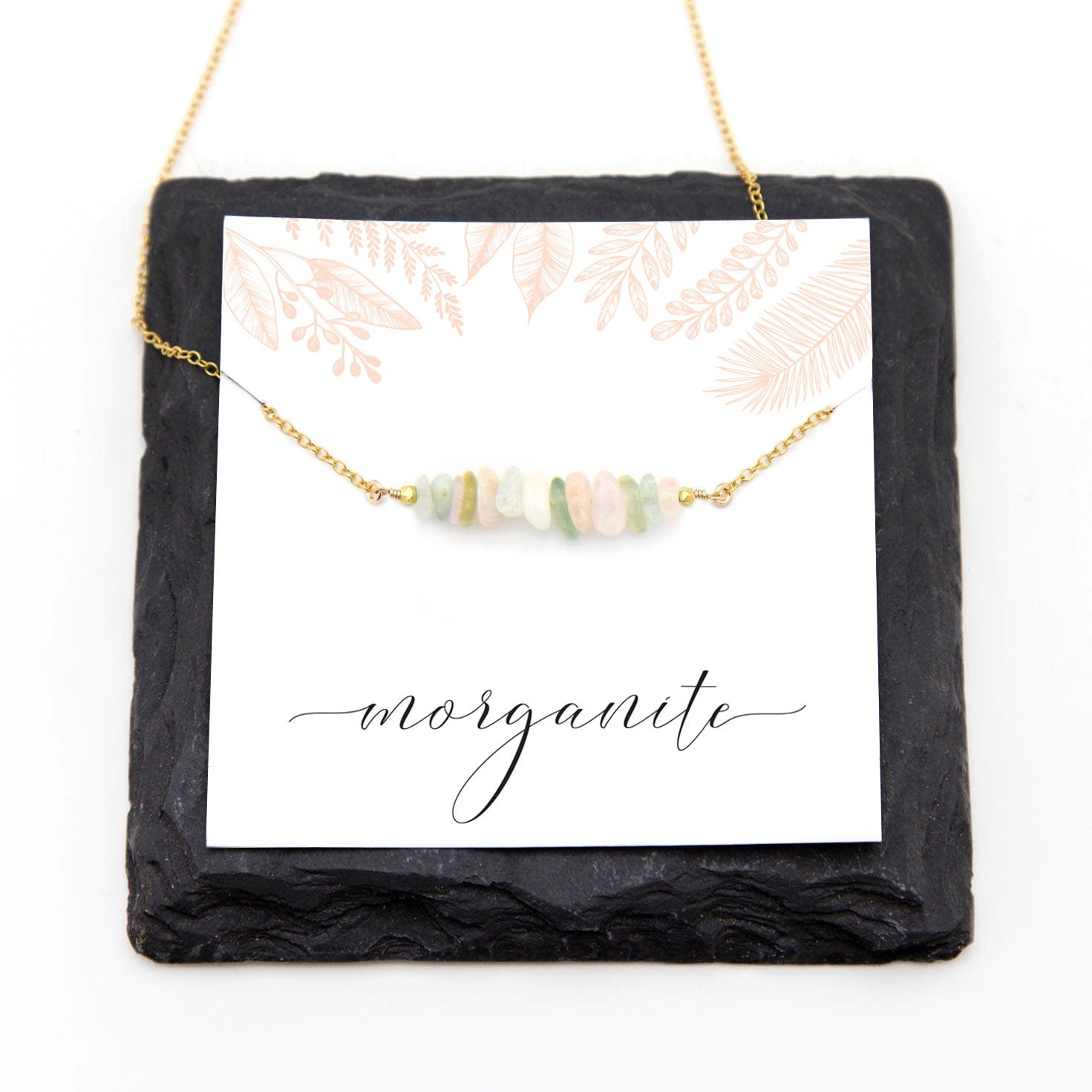 Simple Morganite Necklace, Rainbow Aquamarine, Unicorn Jewelry, Pastel Stones, Everyday Choker, Festival Jewelry, Summer Wedding, NK-RB