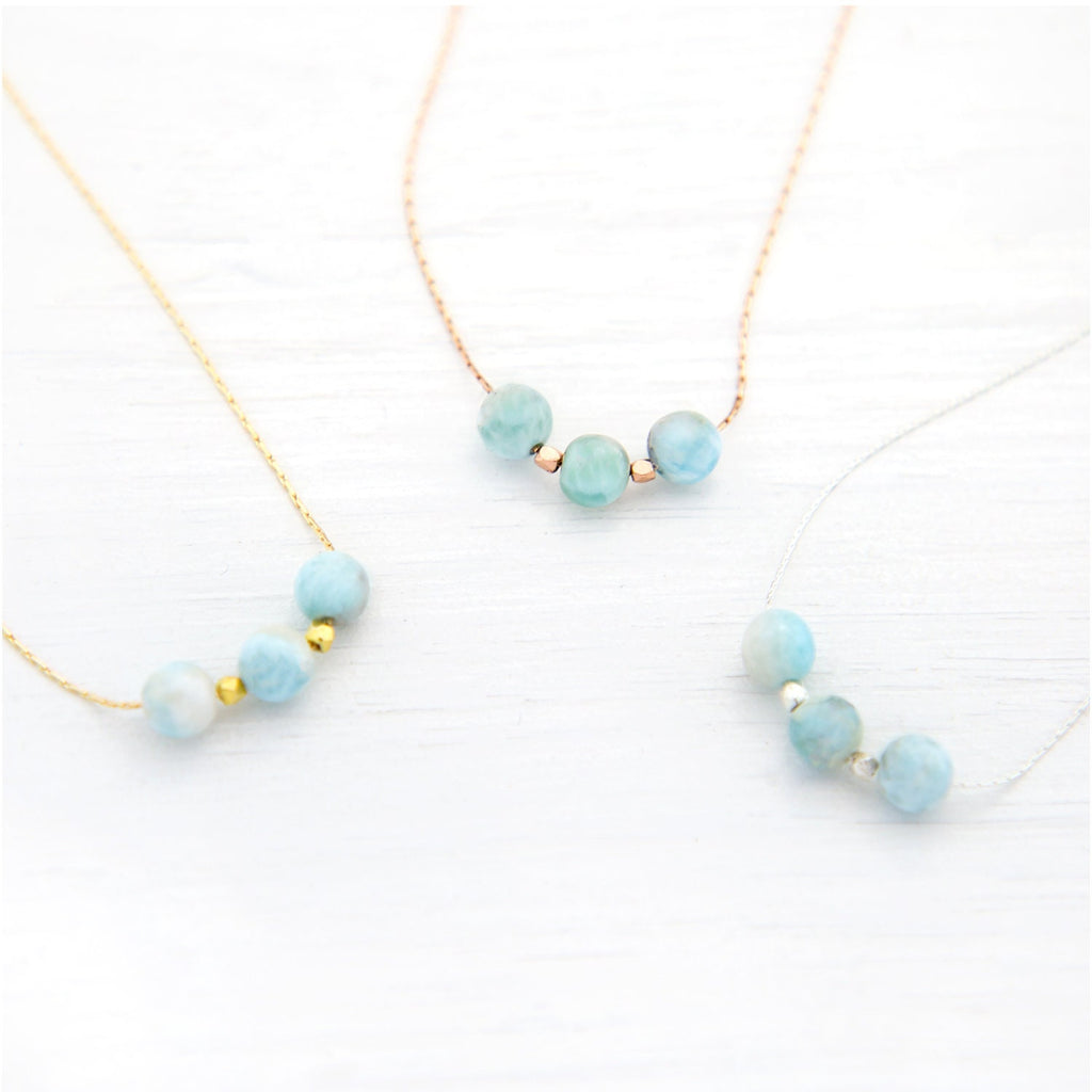 Simple Gemstone Necklace, Sterling Silver, Rose Gold, Gold Filled, Dainty Chain, Round Stone Bead Necklace, Gemstone Choker, NK-3B