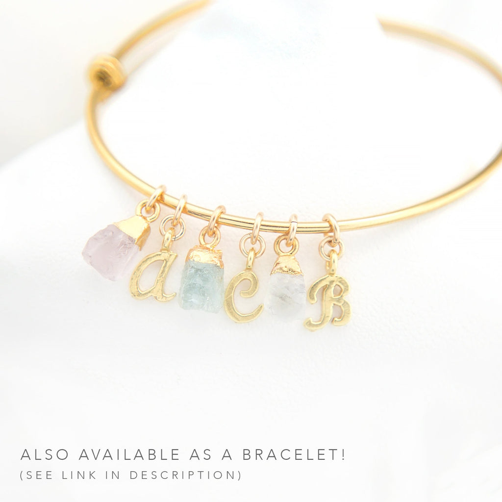 Custom Raw Birthstone Necklace, Personalized Mothers Gift, Raw Crystals, Gold Filled Chain, Birthday Gift from Daughter, New Mom Gift