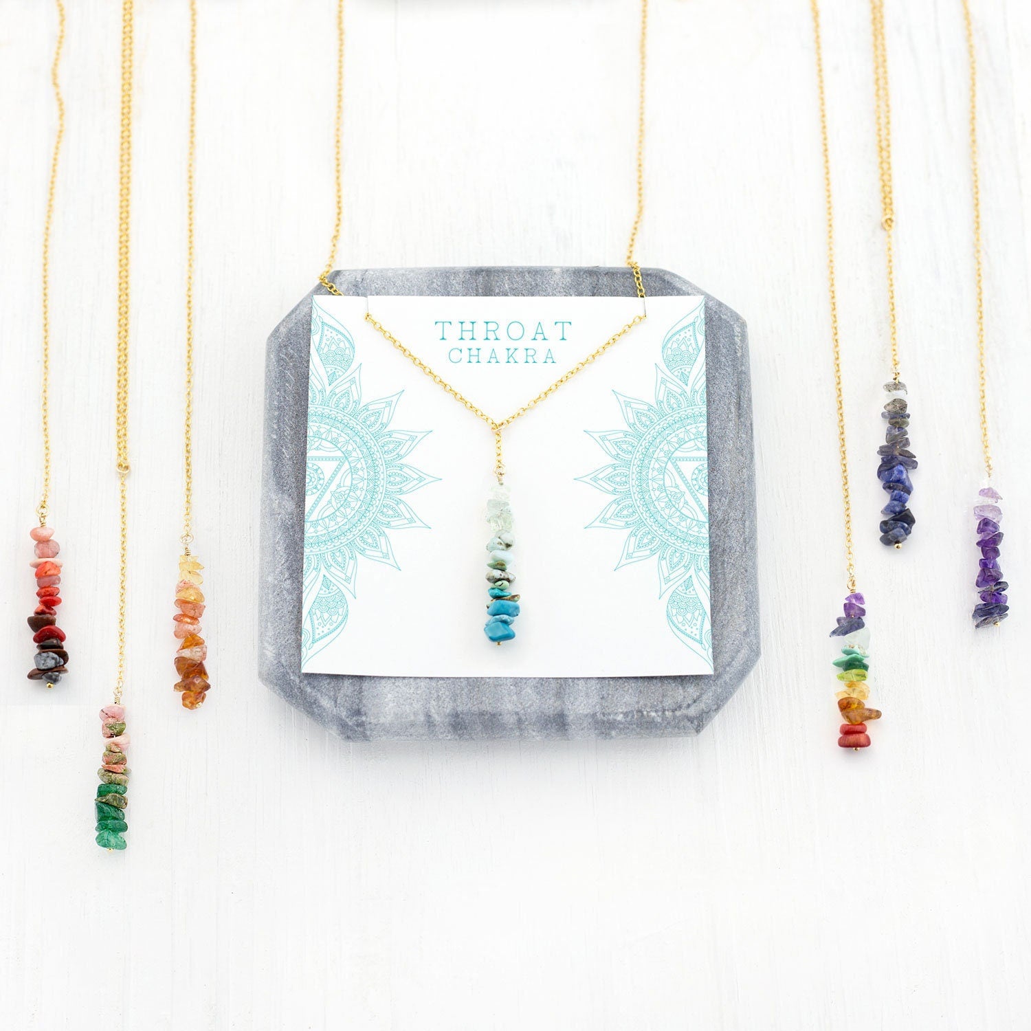 Blue Throat Chakra Lariat Necklace, Modern Boho, Spiritual Jewelry, Raw Stone, Aquamarine Larimar Turquoise, Blue Jewelry, Yoga Gift for Her