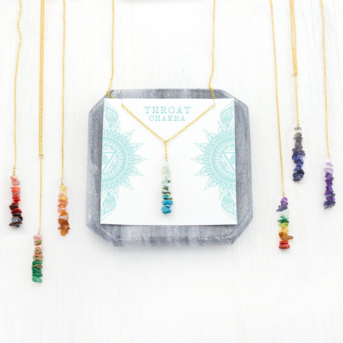 Blue Throat Chakra Lariat Necklace, Modern Boho, Spiritual Jewelry, Raw Stone, Aquamarine Larimar Turquoise, Blue Jewelry, Yoga Gift for Her
