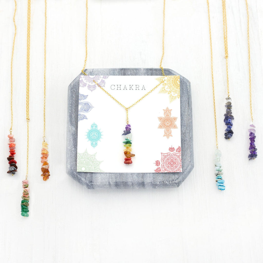 Chakra Crystals Necklace, Necklace, 7 Chakra Pendant Necklace, Yoga Gift for Her, Boho Rainbow Lariat Necklace, Balancing Chakras